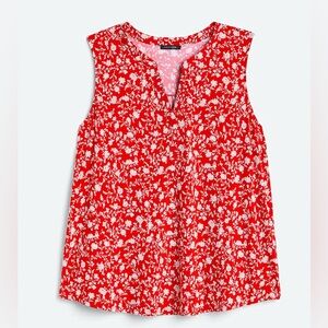 Red Floral Sleeveless Blouse